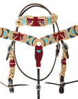 HILASON Western Wool Breast Collar Headstall Set Tack Set Tan