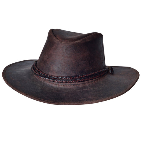 Hilason Crazy Horse Cow Leather Cowboy Hat Chocolate Brown