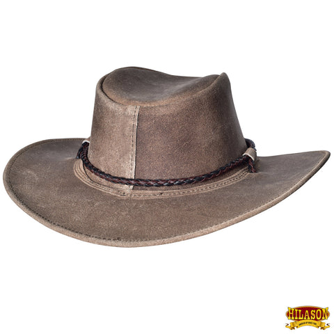 Hilason Crazy Horse Cow Leather Cowboy Hat Grey