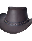Hilason Premium Cowhide Leather Cowboy Hat Chocolate Brown