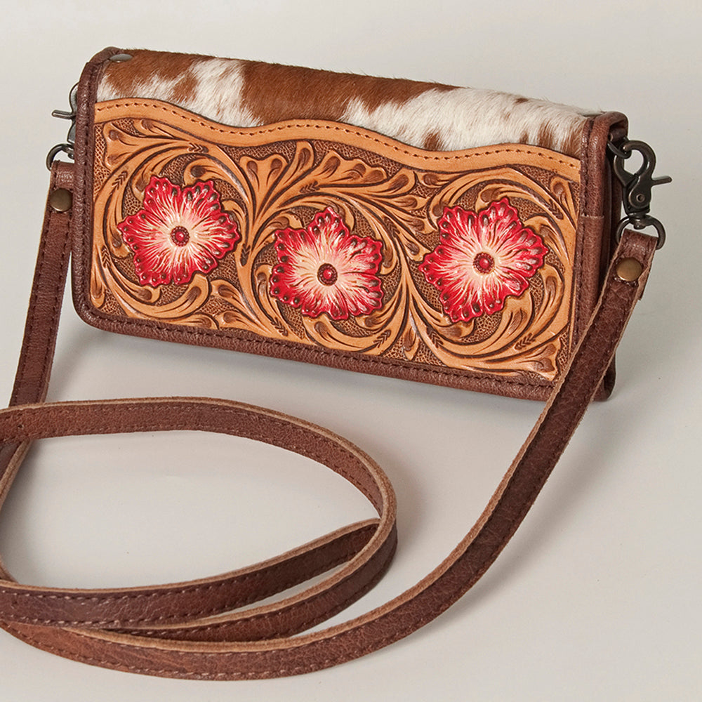 American Darling ADBG486A Wallet Hand Tooled Genuine Leather Women Bag Western Handbag Purse