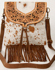 American Darling Messenger Hand Tooled Hair On Genuine Leather Women Bag Western Handbag Purse
