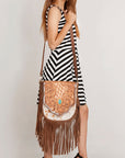 American Darling Large Crossbody Hand Tooled Genuine Leather women bag western handbag purse
