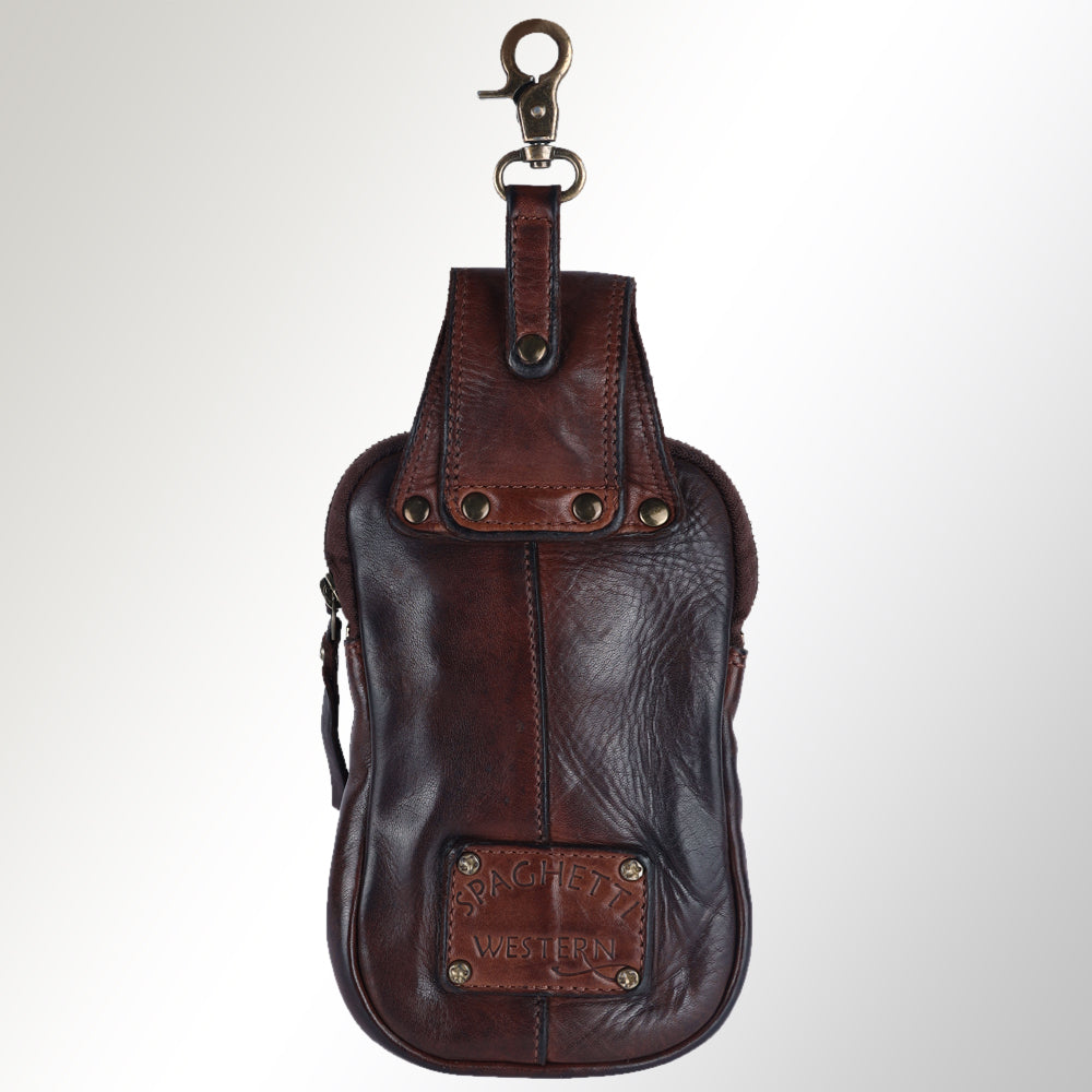 Spaghetti Western Swc203Brn Sling Vintage Handmade Drum Dyed Genuine European Cowhide Leather Women Bag Western Handbag Purse