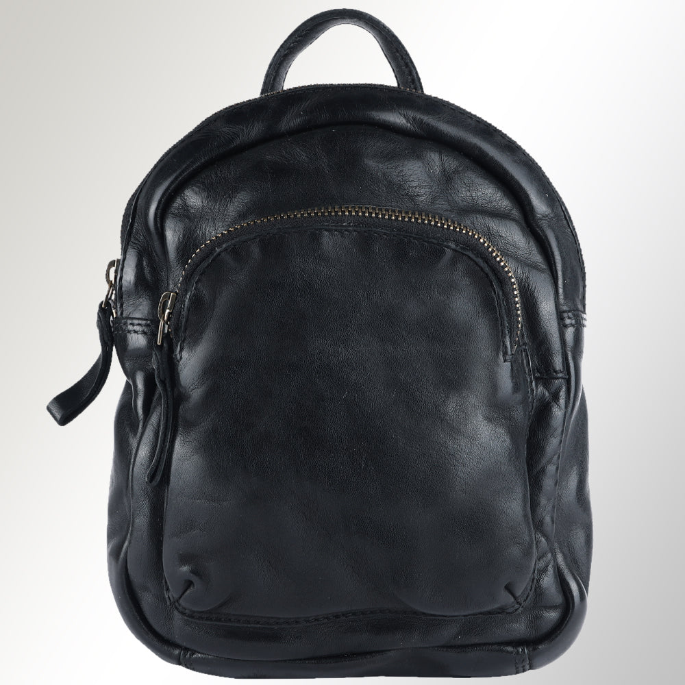 Spaghetti Western Swc206Blk Backpack Vintage Handmade Drum Dyed Genuine European Cowhide Leather Women Bag Western Handbag Purse