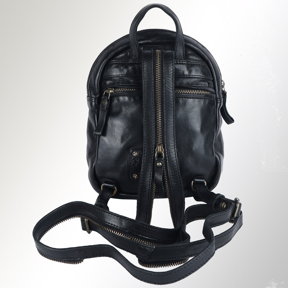 Spaghetti Western Swc206Blk Backpack Vintage Handmade Drum Dyed Genuine European Cowhide Leather Women Bag Western Handbag Purse