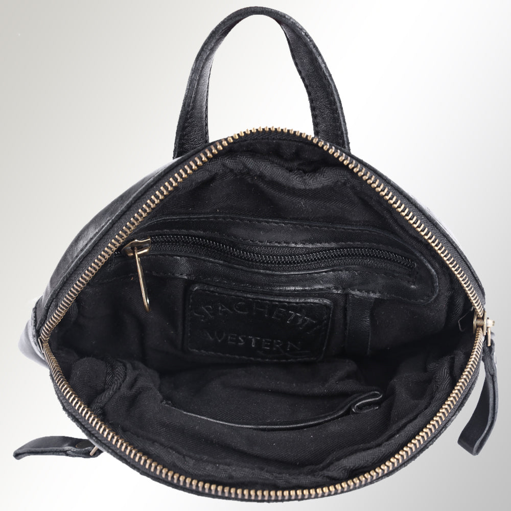Spaghetti Western Swc206Blk Backpack Vintage Handmade Drum Dyed Genuine European Cowhide Leather Women Bag Western Handbag Purse