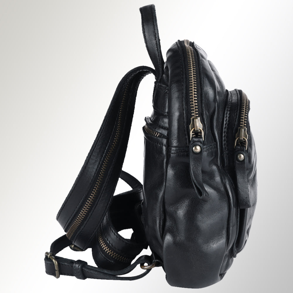 Spaghetti Western Swc206Blk Backpack Vintage Handmade Drum Dyed Genuine European Cowhide Leather Women Bag Western Handbag Purse