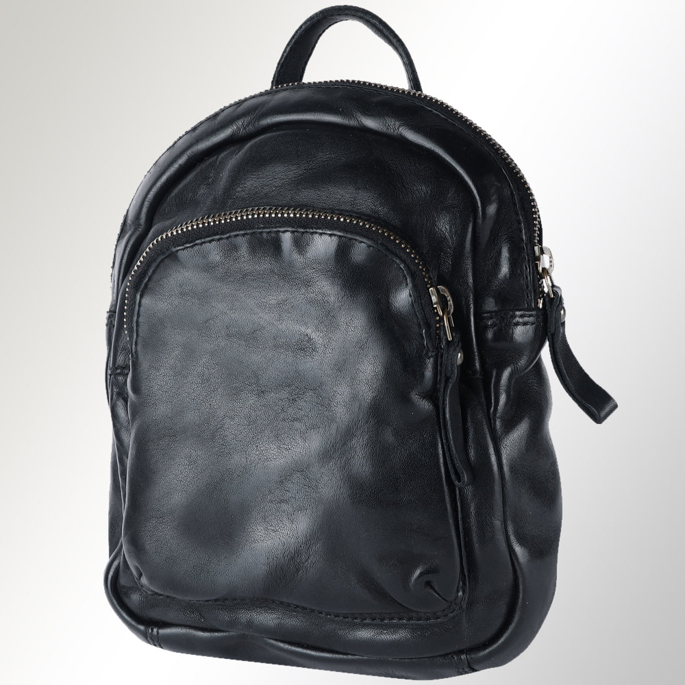 Spaghetti Western Swc206Blk Backpack Vintage Handmade Drum Dyed Genuine European Cowhide Leather Women Bag Western Handbag Purse