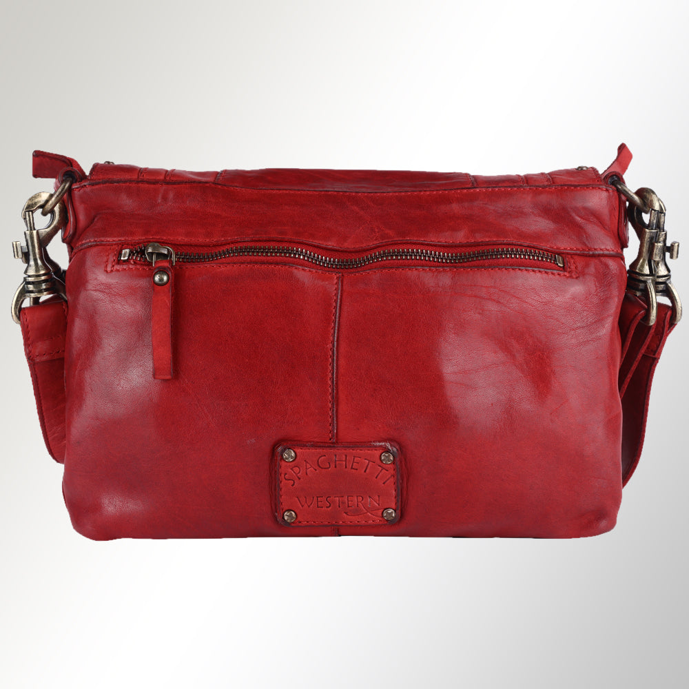 Spaghetti Western Swc174Rd Cross Body I Vintage Handmade Drum Dyed Genuine European Cowhide Leather Women Bag Western Handbag Purse
