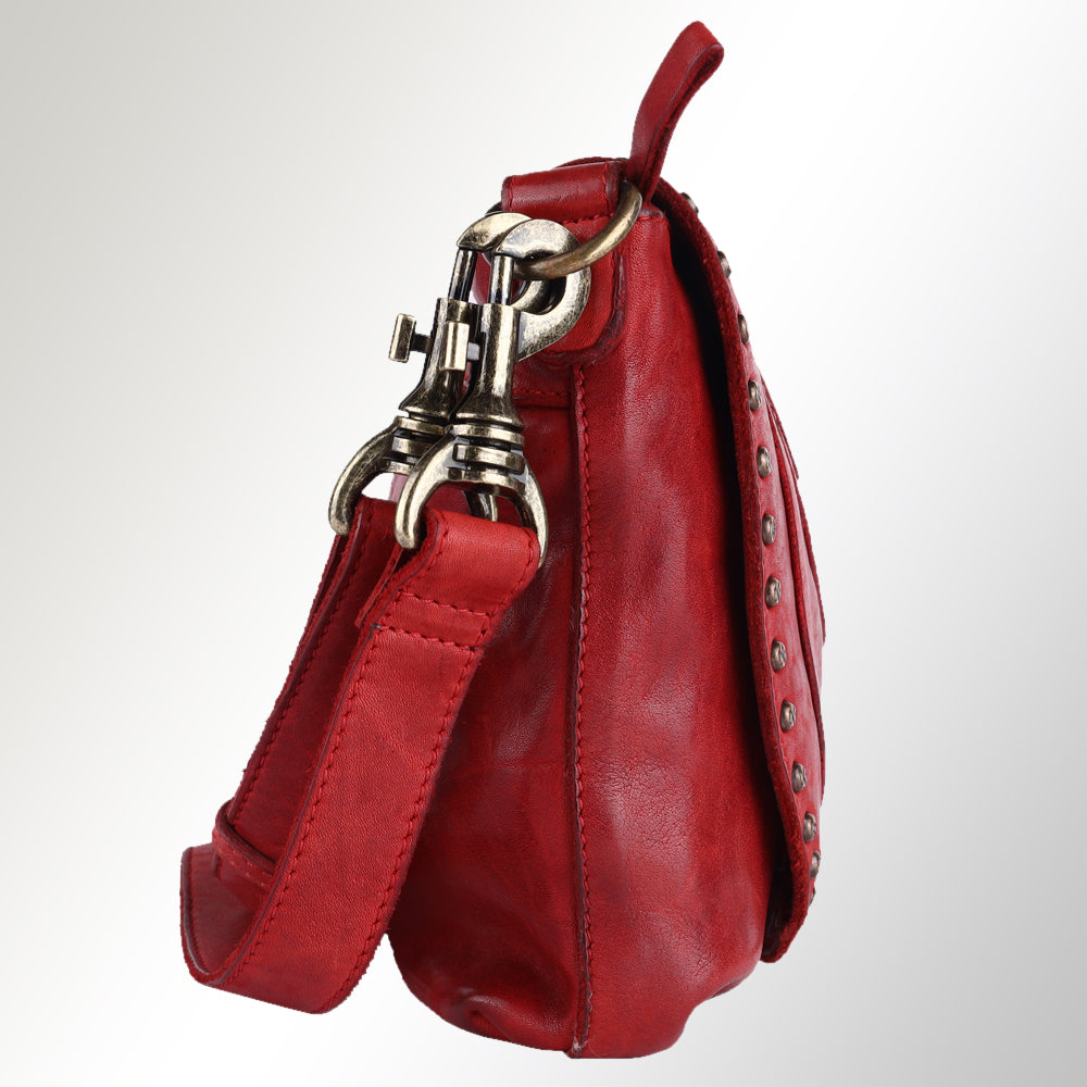 Spaghetti Western Swc174Rd Cross Body I Vintage Handmade Drum Dyed Genuine European Cowhide Leather Women Bag Western Handbag Purse