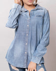 American Darling Leather Hand Tooled Carved Women Denim Shirt Jacket