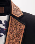 ADBZ011 Genuine leather Hand tooled hand carved Women Blazer dress jacket ladies Girl