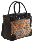 OHLAY KB322 TOTE Upcycled Canvas Hair-on Genuine Leather women bag western handbag purse
