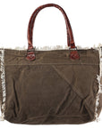OHLAY KB333 TOTE Upcycled Canvas Genuine Leather women bag western handbag purse