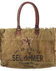 OHLAY KB331 TOTE Upcycled Canvas Genuine Leather women bag western handbag purse