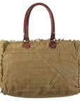 OHLAY KB331 TOTE Upcycled Canvas Genuine Leather women bag western handbag purse