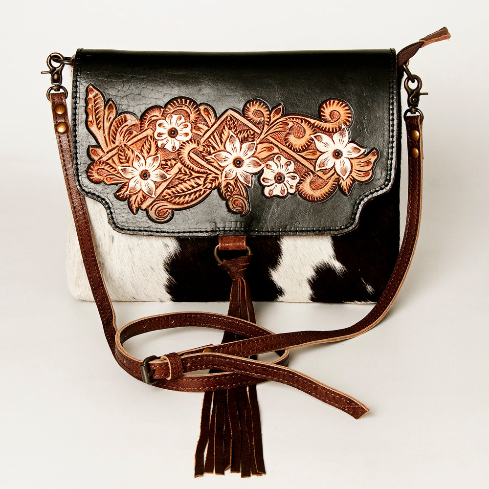 American Darling ADBG910 Clutch Hand Tooled Hair-On Genuine Leather Women Bag Western Handbag Purse