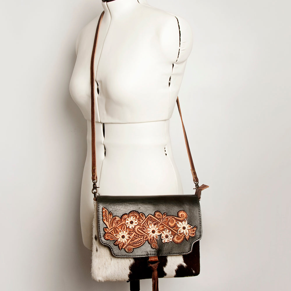 American Darling ADBG910 Clutch Hand Tooled Hair-On Genuine Leather Women Bag Western Handbag Purse