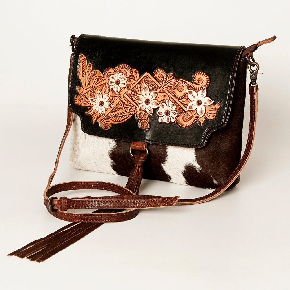 American Darling ADBG910 Clutch Hand Tooled Hair-On Genuine Leather Women Bag Western Handbag Purse