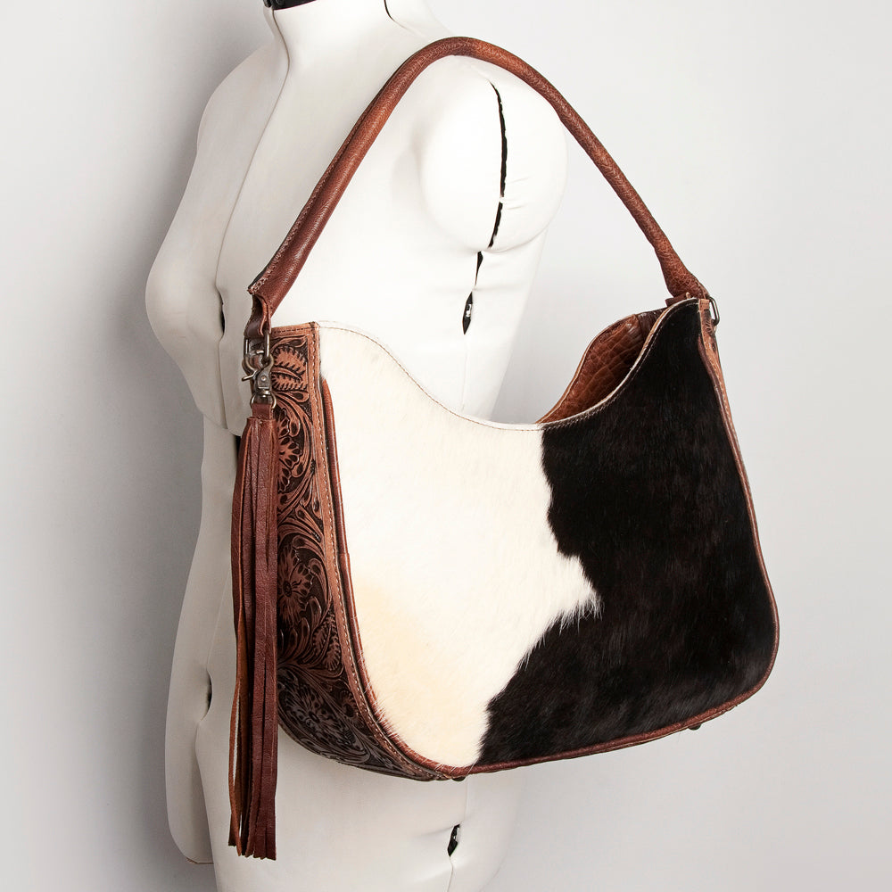 American Darling ADBG928 Hobo Hand Tooled Hair-On Genuine Leather Women Bag Western Handbag Purse
