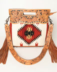 American Darling Clutch Hand Tooled Hair On Genuine Leather Women Bag Western Handbag Purse