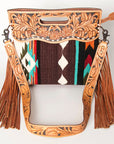 American Darling Clutch Hand Tooled Hair On Genuine Leather Women Bag Western Handbag Purse