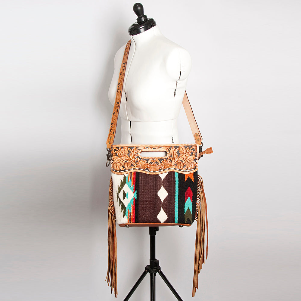 American Darling Clutch Hand Tooled Hair On Genuine Leather Women Bag Western Handbag Purse