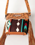 American Darling Clutch Hand Tooled Hair On Genuine Leather Women Bag Western Handbag Purse