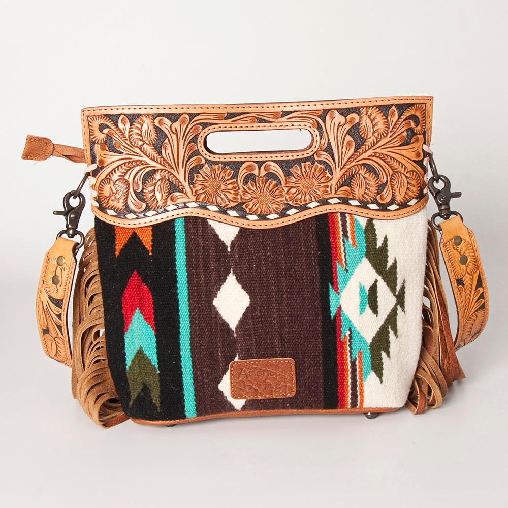 American Darling Clutch Hand Tooled Hair On Genuine Leather Women Bag Western Handbag Purse