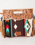 American Darling Clutch Hand Tooled Hair On Genuine Leather Women Bag Western Handbag Purse