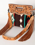 American Darling Clutch Hand Tooled Hair On Genuine Leather Women Bag Western Handbag Purse