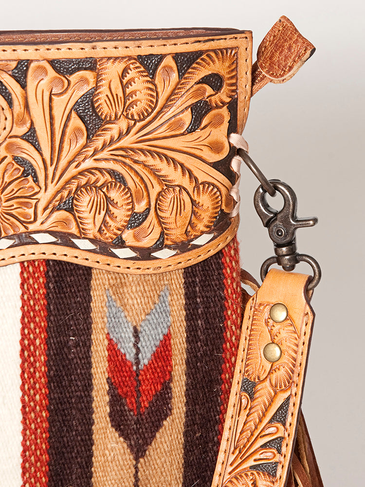 American Darling Clutch Hand Tooled Hair On Genuine Leather Women Bag Western Handbag Purse