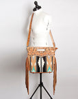 American Darling Clutch Hand Tooled Hair On Genuine Leather Women Bag Western Handbag Purse
