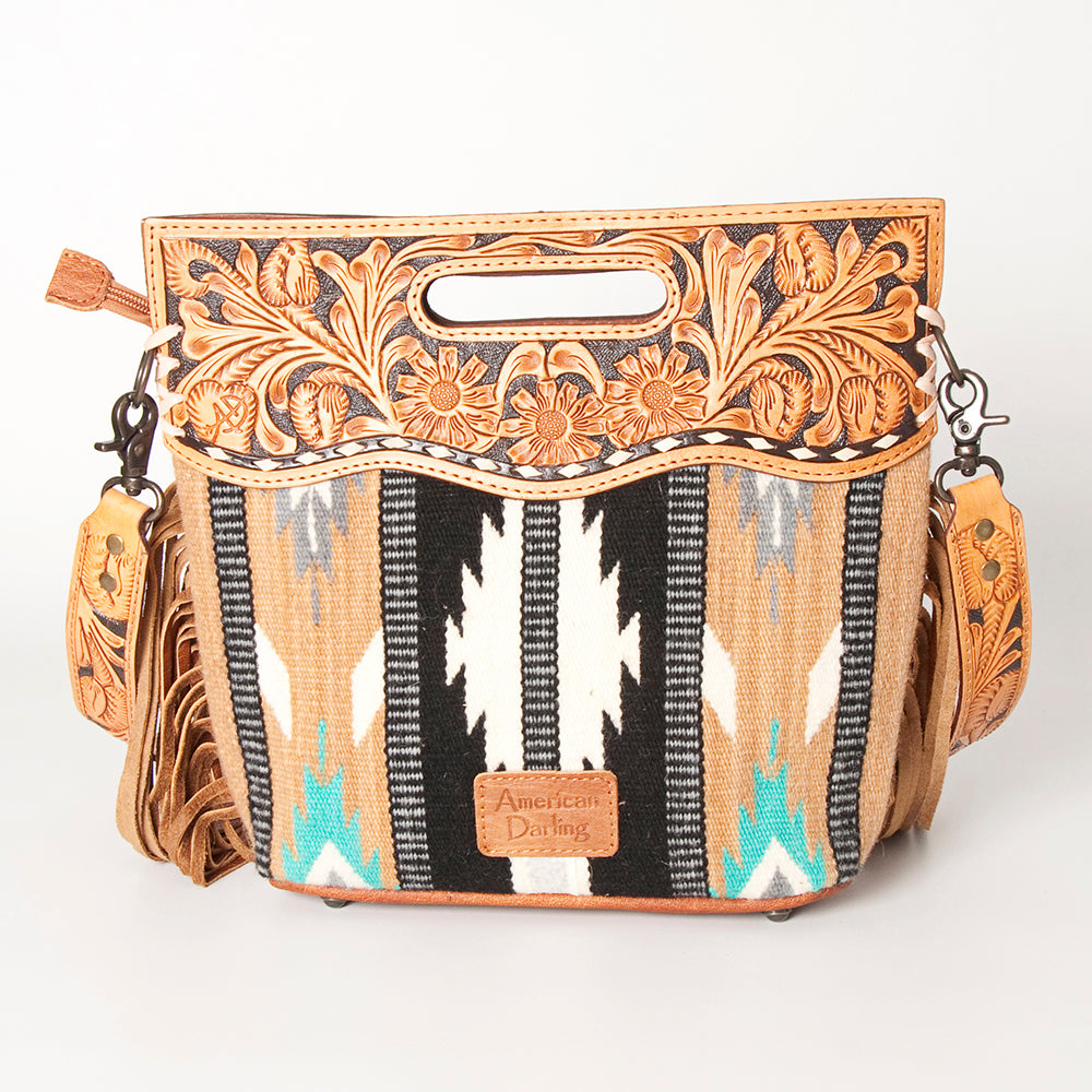 American Darling Clutch Hand Tooled Hair On Genuine Leather Women Bag Western Handbag Purse