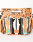 American Darling Clutch Hand Tooled Hair On Genuine Leather Women Bag Western Handbag Purse