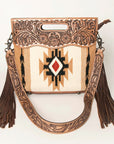 American Darling Clutch Hand Tooled Hair On Genuine Leather Women Bag Western Handbag Purse
