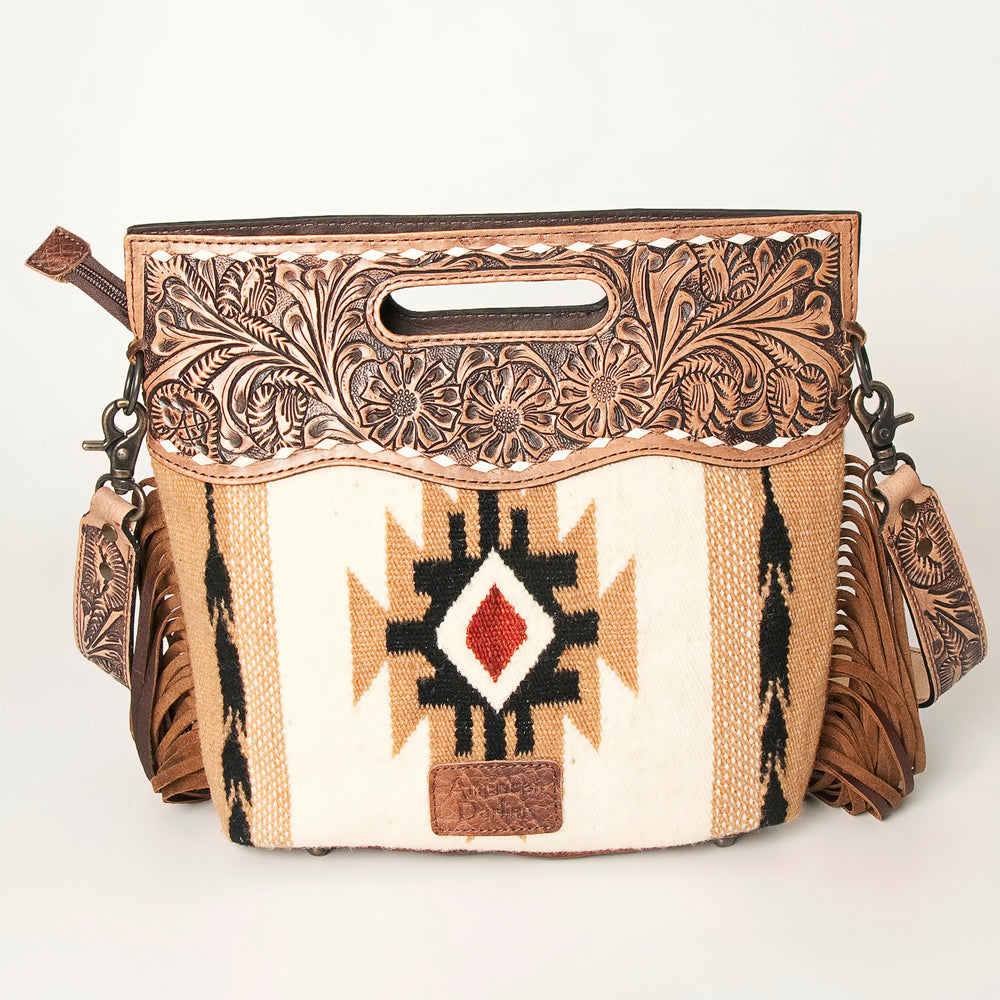 American Darling Clutch Hand Tooled Hair On Genuine Leather Women Bag Western Handbag Purse