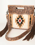 American Darling Clutch Hand Tooled Hair On Genuine Leather Women Bag Western Handbag Purse