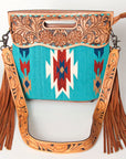 American Darling Clutch Hand Tooled Hair On Genuine Leather Women Bag Western Handbag Purse