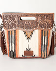 American Darling Clutch Hand Tooled Hair On Genuine Leather Women Bag Western Handbag Purse