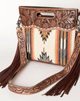 American Darling Clutch Hand Tooled Hair On Genuine Leather Women Bag Western Handbag Purse