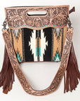 American Darling Clutch Hand Tooled Hair On Genuine Leather Women Bag Western Handbag Purse