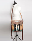 American Darling Clutch Hand Tooled Hair On Genuine Leather Women Bag Western Handbag Purse