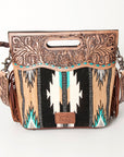 American Darling Clutch Hand Tooled Hair On Genuine Leather Women Bag Western Handbag Purse