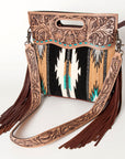 American Darling Clutch Hand Tooled Hair On Genuine Leather Women Bag Western Handbag Purse