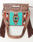 American Darling Clutch Hand Tooled Hair On Genuine Leather Women Bag Western Handbag Purse