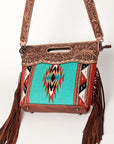 American Darling Clutch Hand Tooled Hair On Genuine Leather Women Bag Western Handbag Purse