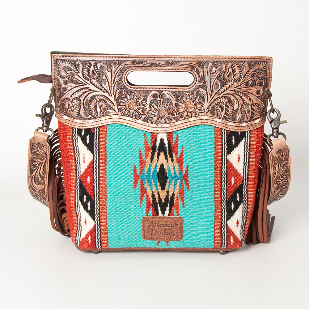 American Darling Clutch Hand Tooled Hair On Genuine Leather Women Bag Western Handbag Purse