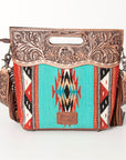 American Darling Clutch Hand Tooled Hair On Genuine Leather Women Bag Western Handbag Purse